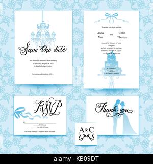 Carte bleue de mariage Illustration de Vecteur