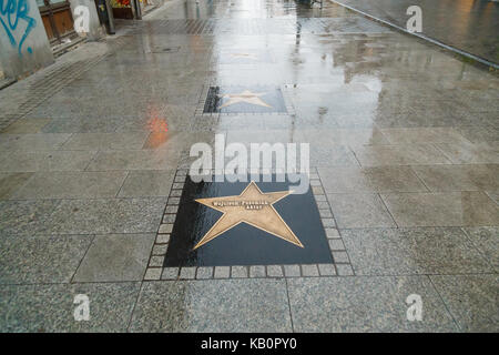 Lodz, Pologne - 16 septembre 2017 : wojtek pszoniak star incrusté dans l'avenue des stars à Lodz. Banque D'Images