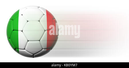 Ballon de soccer avec drapeau italien en mouvement isolé Banque D'Images