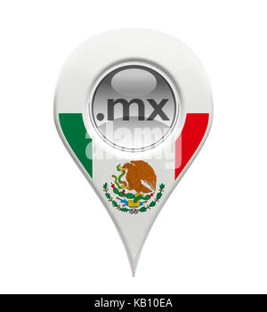Axe 3d avec marqueur de domaine drapeau mexicain isolé Banque D'Images