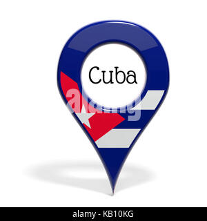 Identifier 3d avec le drapeau de Cuba isolated on white Banque D'Images