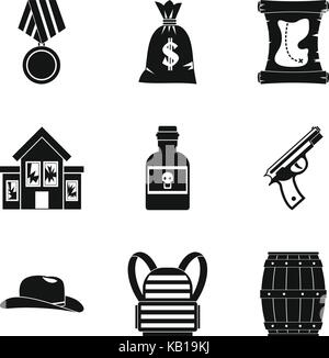 Le vol qualifié, le style simple icons set Illustration de Vecteur