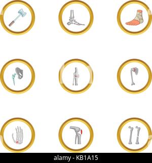 Orthopédie et Traumatologie icons set, cartoon style Illustration de Vecteur