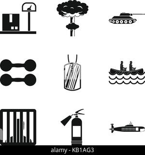 Icons set belliqueuse, le style simple Illustration de Vecteur