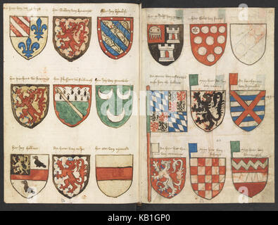 Wapenboek Beyeren (armorial) KB79K21 Folios 041v (à gauche) et 042r (droite) Banque D'Images