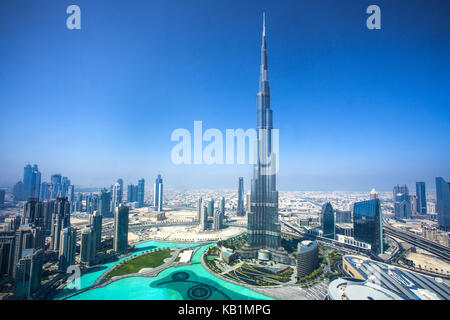Vue sur Burj Khalifa Gebäude, centre de la ville, Dubaï, Banque D'Images