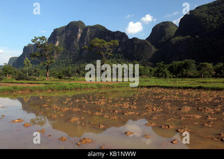 L'Asie, l'Asie du sud-est, au Laos, au Laos, tha khaek, street 12, la boucle, khammuan, mahaxai, mai Banque D'Images