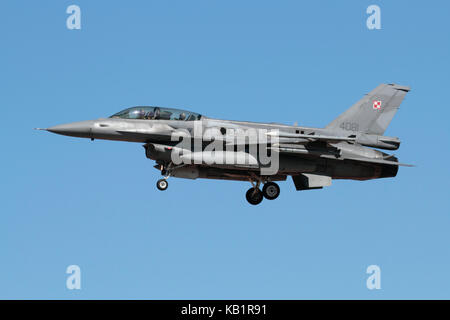 L'aviation militaire. Polish Air Force F-16D'avions de chasse à réaction en approche Banque D'Images