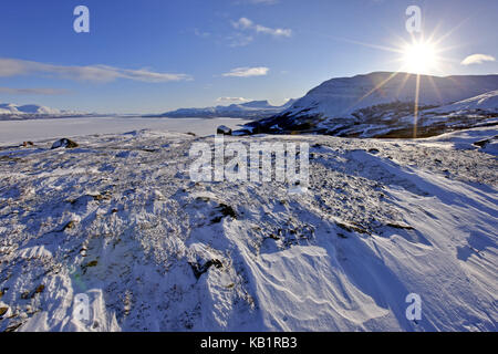 La Suède, au nord, la Laponie suédoise, le lac Torneträsk, Laporten, Lappen gate, Abisko National Park, Banque D'Images