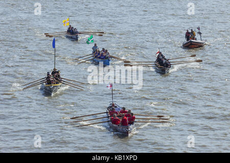 L'Angleterre, Londres, course de bateaux traditionnels, great river race, Banque D'Images