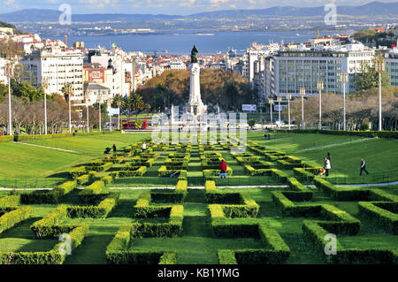 Portugal, Lisbonne, vue sur le Tage depuis le parc Eduardo VII, Banque D'Images