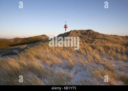 Balise sur la Hörnumer Odde, Hörnum, île de Sylt Schleswig - Holstein, Allemagne, Banque D'Images