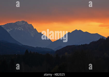 Allemagne, Berlin, Pfaffenwinkel (région), Kochelmoos (moor)Zugspitze, gamme Wetterstein, Wetterstein, Kramer, alpes Ammergau, Banque D'Images