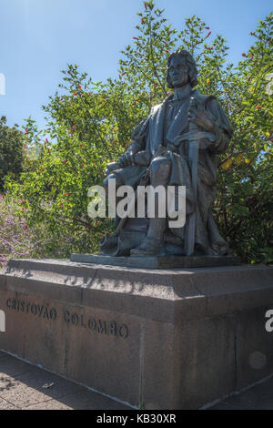 Statue de Columbus dans le jardin de Santa Catarina, île de Madère Funchal Banque D'Images