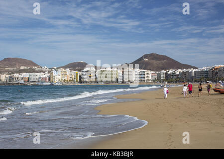 Espagne, îles Canaries, Grande Canarie, Las de Palma, plage, Playa de las Canteras, Banque D'Images