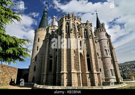 Espagne, Kasilien-Leon, palais de l'évêque ou Gaudi Palast à Astorga, Banque D'Images