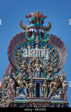 L'Inde, le Tamil Nadu, Madurai, temple de Minakshi, gopuram, détail Banque D'Images
