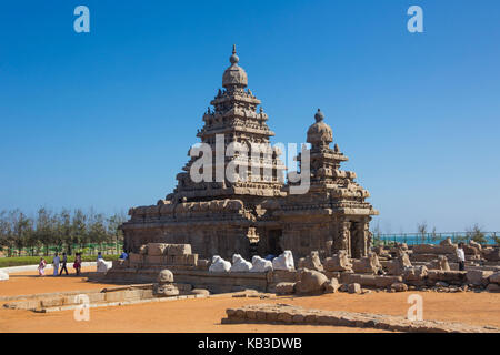 L'Inde, le Tamil Nadu, mamallapuram, temple, cinq rathas, temples côtiers Banque D'Images