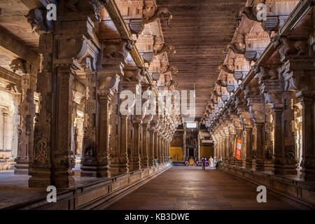 L'Inde, le Tamil Nadu, tiruchirappali, jambukeshwara temple, temple de Shiva, vue intérieure Banque D'Images