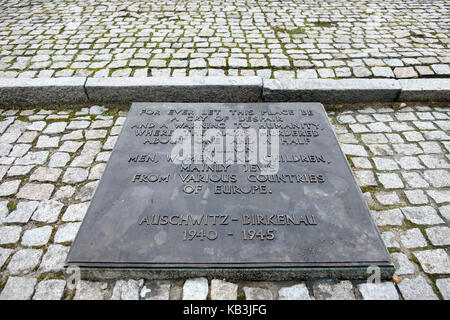 Mémorial aux victimes d'Auschwitz II Birkenau camp de concentration Nazi, Pologne Banque D'Images