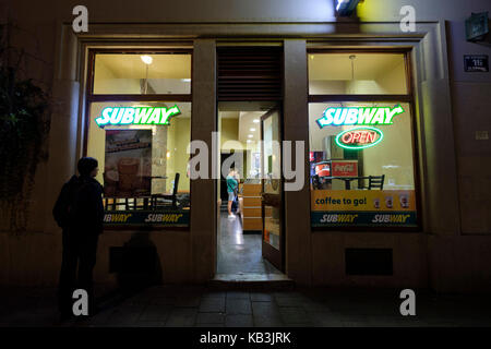 Subway restaurant fast food à Cracovie, Pologne, Europe Banque D'Images