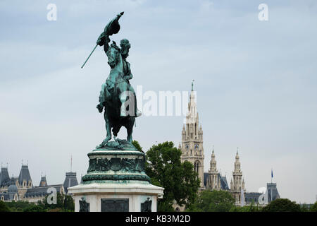 Statue équestre de Erzherzog Karl l'archiduc Charles d'Autriche à Vienne Banque D'Images