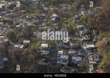 Vue aérienne montre la dévastation de Porto Rico, le 25 septembre 2017 après l'Ouragan Maria ont balayé l'île, 20 sept Banque D'Images