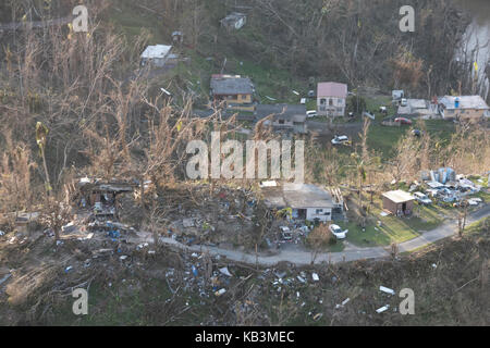 Vue aérienne montre la dévastation de Porto Rico, le 25 septembre 2017 après l'Ouragan Maria ont balayé l'île, 20 sept Banque D'Images