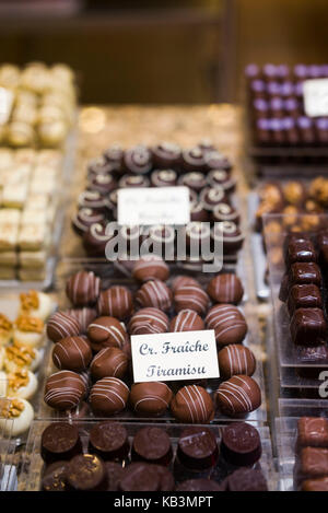 Belgique, bruges, boutique de chocolats belges, des chocolats Banque D'Images