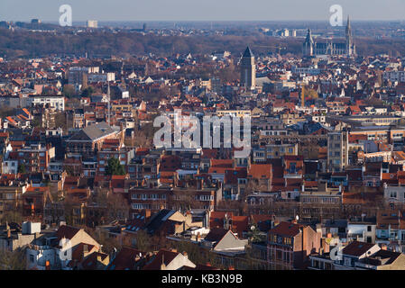 Belgique, Bruxelles, Koekelberg, Basilique nationale du Sacré-coeur Basilica, augmentation de la vue sur la ville depuis le toit Banque D'Images