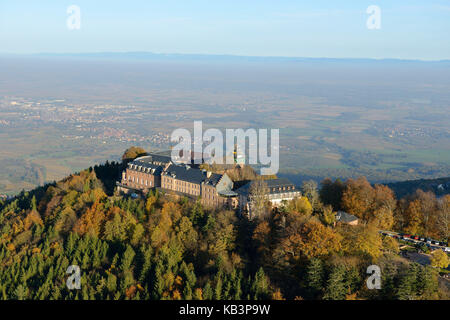 France, Bas Rhin, Mont Sainte Odile, couvent Sainte Odile (vue aérienne) Banque D'Images