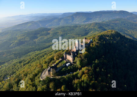 France, Bas Rhin, Orschwiller, Château du Haut Koenigsbourg (vue aérienne) Banque D'Images