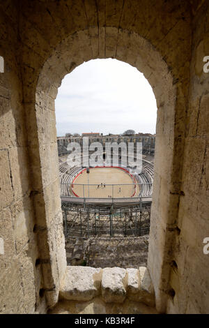 France, Bouches du Rhône, Arles, les arènes, l'Amphithéâtre Romain de 80 à 90 MA, inscrite au Patrimoine Mondial de l'UNESCO Banque D'Images