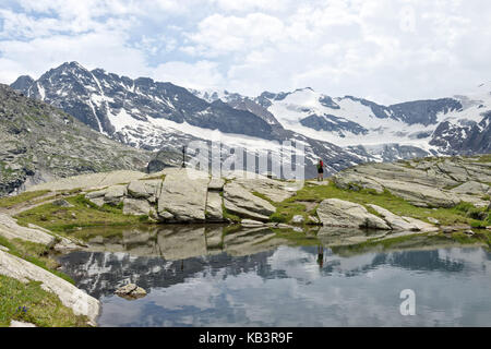 France, Savoie, parc national de la vanoise, bonneval sur arc, en haute maurienne, vallée de pareis Lake dans le cirque des evettes (2629m) Banque D'Images