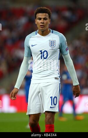 Alli Dele de l'Angleterre durant la Coupe du Monde de football match qualificatif entre l'Angleterre et la Slovaquie au Stade de Wembley à Londres. 04 Sep 2017 Banque D'Images