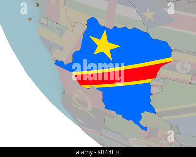Carte de la République démocratique du Congo avec les drapeaux sur la ...