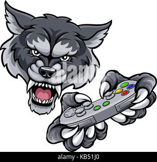 Wolf dvd gamer mascot Illustration de Vecteur