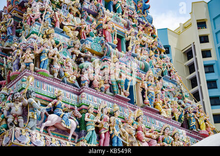 La décoration du temple hindou Sri Veeramakaliamman Banque D'Images