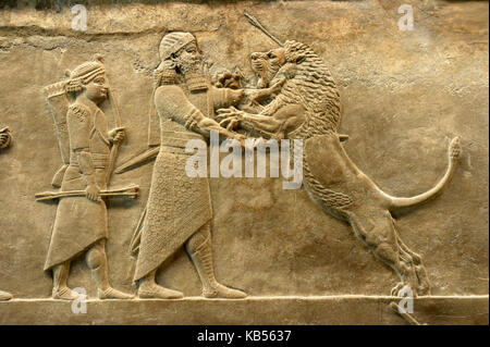 Royaume-uni, Londres, Bloomsbury, British museum, l'art assyrien antique, le lion royal hunt, environ 645-635 bc Banque D'Images