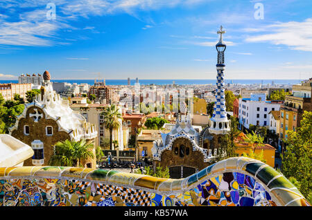 Le Parc Guell à Barcelone, Espagne Banque D'Images