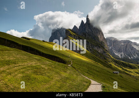 Europe, Italie, Alpes, Dolomites, montagnes, Tyrol du Sud, Val Gardena, Geislergruppe / Gruppo delle Odle, vue de Seceda Banque D'Images