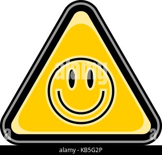 L'utiliser dans tous vos projets. recherche rapide et facile d'illustration vectorielle recolorable. jaune et noir autocollant triangulaire avec smiley face signe. danger triangle Illustration de Vecteur