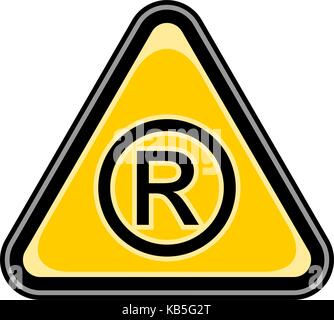 L'utiliser dans tous vos projets. recherche rapide et facile d'illustration vectorielle recolorable. jaune et noir autocollant triangulaire avec marque déposée signe. Illustration de Vecteur