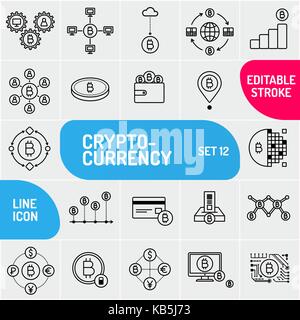 Icônes de ligne de devise crypto. ensemble universel de icônes bitcoin. pouvez utiliser pour des applications web et mobiles. vector illustration Illustration de Vecteur
