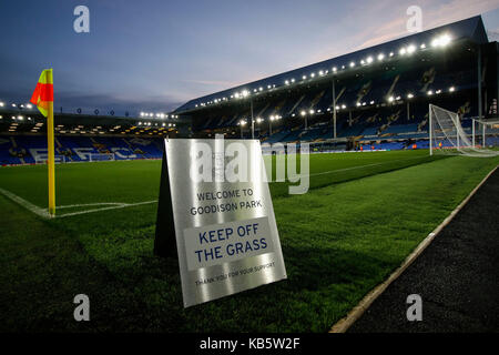 Liverpool, Royaume-Uni. 28 sep, 2017. Une vue générale de Goodison Park avant l'UEFA Europa League groupe e match entre Everton et Apollon limassol à Goodison Park sur le 28 septembre 2017 à Liverpool, en Angleterre. (Photo de daniel chesterton/phcimages.com) : phc crédit images/Alamy live news Banque D'Images