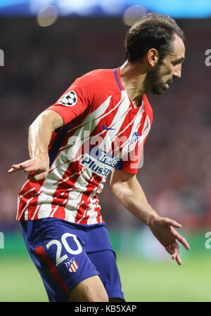 Madrid, Espagne. 27 septembre, 2017. juanfran ( Atlético Madrid) en action pendant le match de foot de la phase de groupes de UEFA Europa League 2017-2018 entre Club Atletico de Madrid et le club de football de Chelsea à wanda metropolitano Stadium le 27 septembre 2017 à Madrid, Espagne Banque D'Images