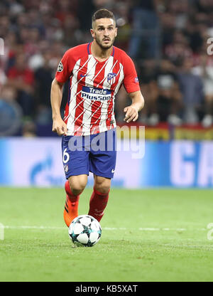 Madrid, Espagne. 27 septembre, 2017. koké ( Atlético Madrid) en action pendant le match de foot de la phase de groupes de UEFA Europa League 2017-2018 entre Club Atletico de Madrid et le club de football de Chelsea à wanda metropolitano Stadium le 27 septembre 2017 à Madrid, Espagne Banque D'Images