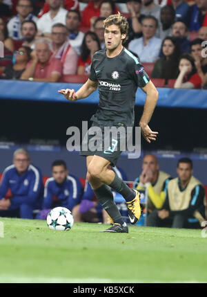 Madrid, Espagne. 27 septembre, 2017. marcos alonso ( Chelsea FC) en action pendant le match de foot de la phase de groupes de UEFA Europa League 2017-2018 entre Club Atletico de Madrid et le club de football de Chelsea à wanda metropolitano Stadium le 27 septembre 2017 à Madrid, Espagne Banque D'Images