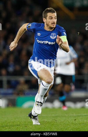 Liverpool, Royaume-Uni. 28 sep, 2017. leighton baines d'Everton au cours de l'UEFA Europa League groupe e match entre Everton et Apollon limassol à Goodison Park sur le 28 septembre 2017 à Liverpool, en Angleterre. (Photo de daniel chesterton/phcimages.com) : phc crédit images/Alamy live news Banque D'Images