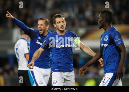 Liverpool, Royaume-Uni. 28 sep, 2017. leighton baines d'Everton au cours de l'UEFA Europa League groupe e match entre Everton et Apollon limassol à Goodison Park sur le 28 septembre 2017 à Liverpool, en Angleterre. (Photo de daniel chesterton/phcimages.com) : phc crédit images/Alamy live news Banque D'Images